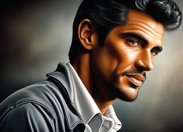 Airbrush Art,Airbrush Art, People, man, 1boy, solo, male focus, facial hair, black hair, realistic, manly