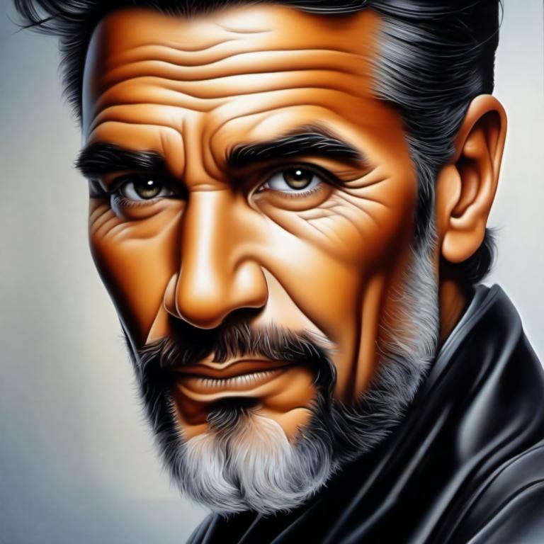 Airbrush Art,Airbrush Art, People, man, 1boy, male focus, solo, facial hair, beard, mustache, brown eyes, old