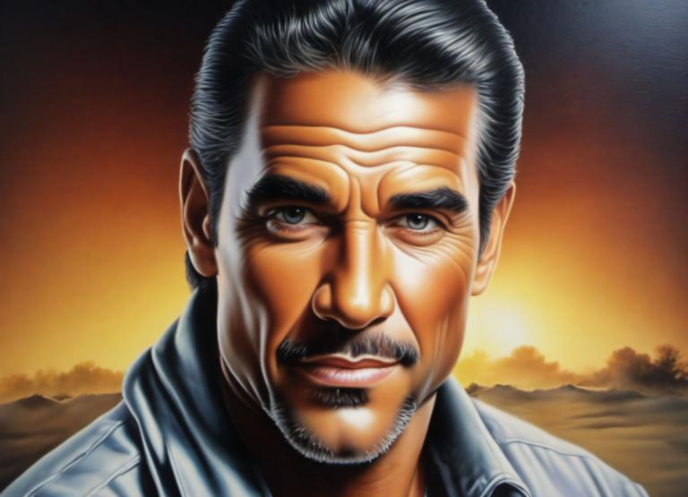 Airbrush Art,Airbrush Art, People, man, 1boy, male focus, solo, facial hair, black hair, realistic, manly