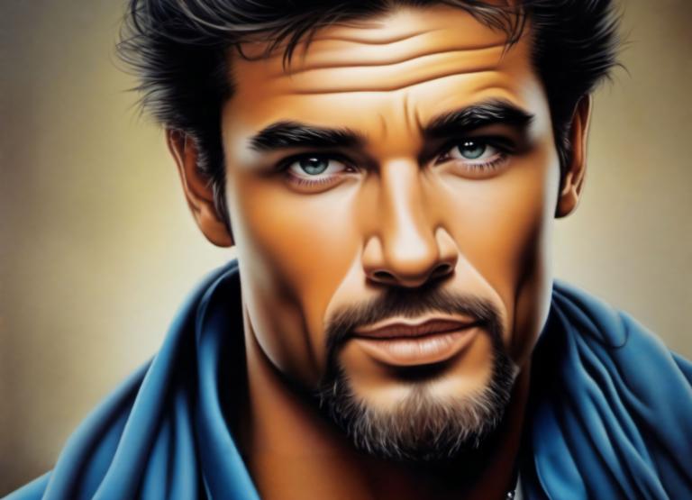 Airbrush Art,Airbrush Art, People, man, 1boy, solo, male focus, facial hair, realistic, beard, black hair