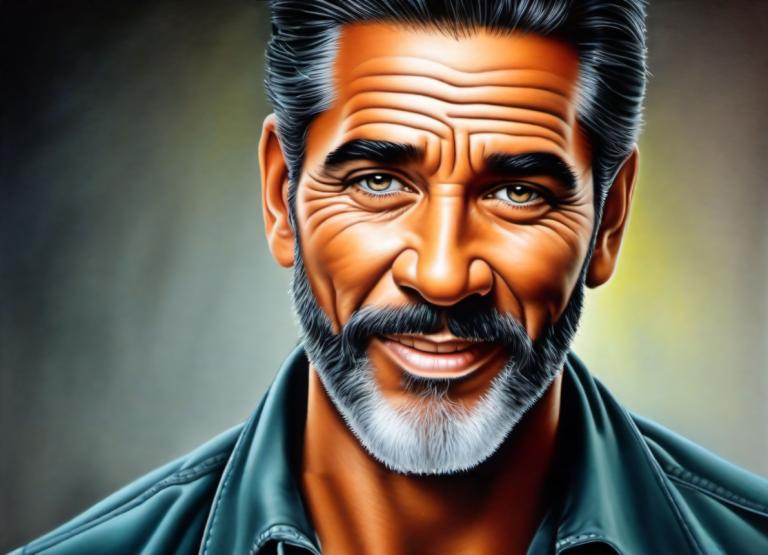 Airbrush Art,Airbrush Art, People, man, 1boy, male focus, solo, facial hair, beard, realistic, black hair