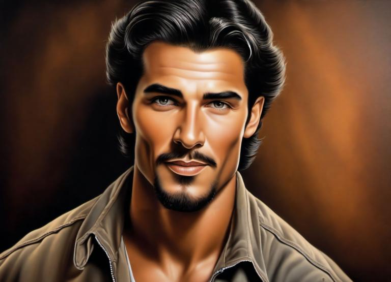 Airbrush Art,Airbrush Art, People, man, solo, 1boy, male focus, facial hair, realistic, black hair, manly