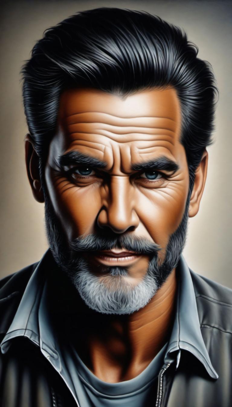 Airbrush Art,Airbrush Art, People, man, 1boy, solo, male focus, facial hair, black hair, beard, realistic