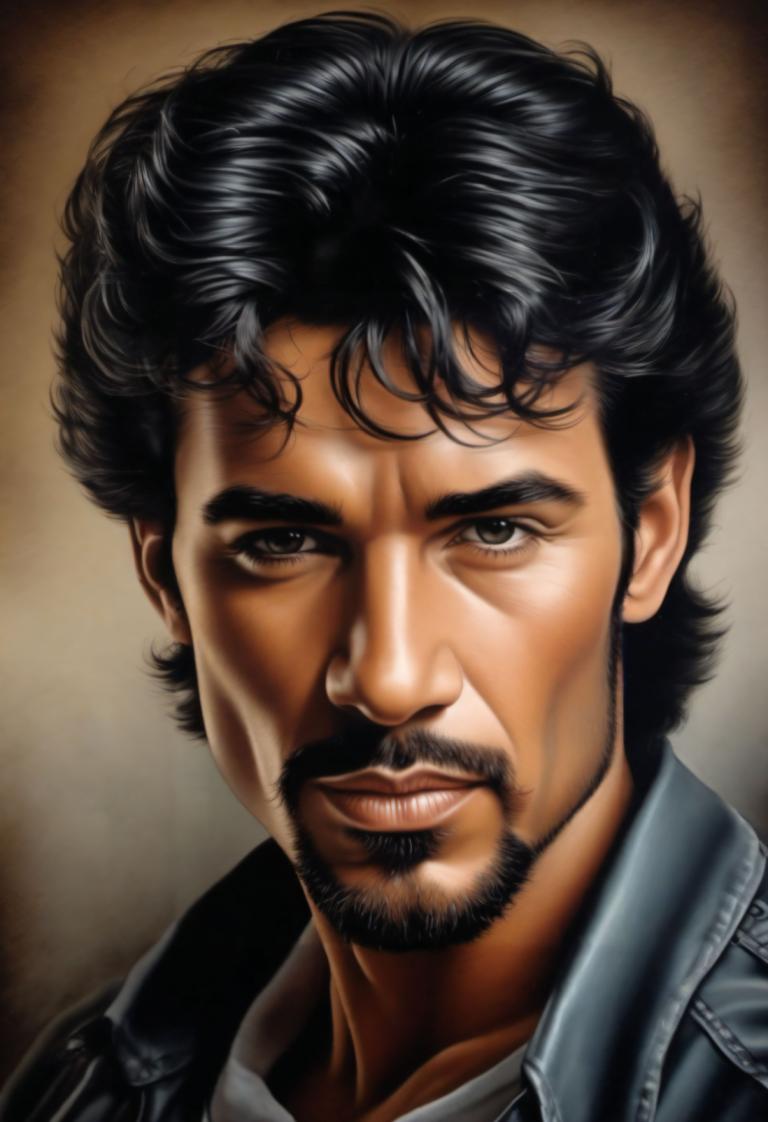 Airbrush Art,Airbrush Art, People, man, 1boy, solo, male focus, facial hair, black hair, realistic