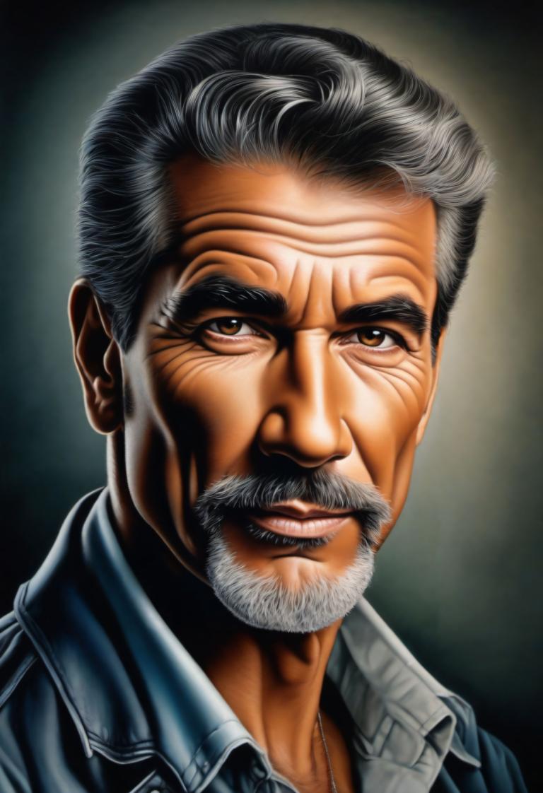 Airbrush Art,Airbrush Art, People, man, 1boy, male focus, solo, facial hair, realistic, brown eyes