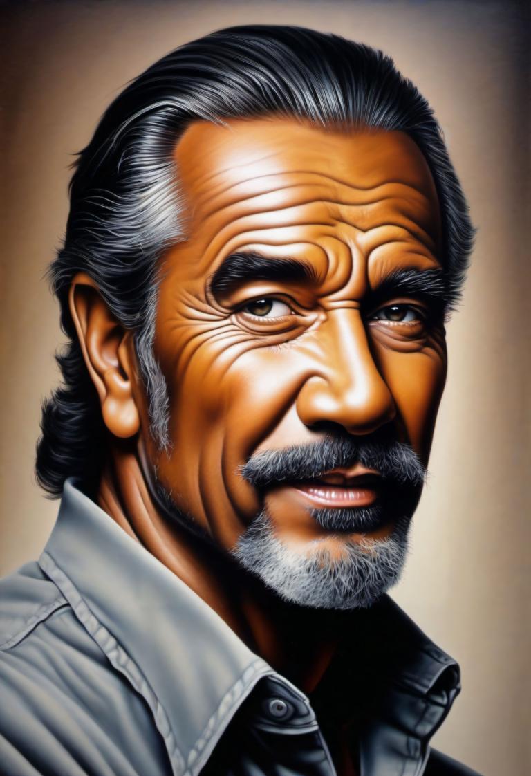 Airbrush Art,Airbrush Art, People, man, 1boy, solo, male focus, facial hair, realistic, black hair, manly