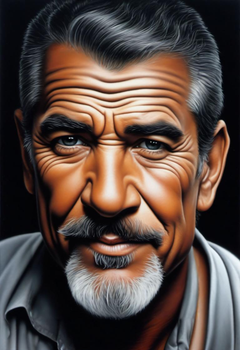 Airbrush Art,Airbrush Art, People, man, 1boy, male focus, solo, facial hair, realistic, beard, black hair