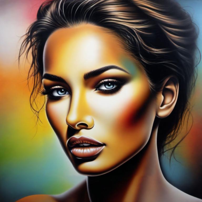 Airbrush Art,Airbrush Art, People, woman, solo, 1girl, blue eyes, lips, portrait, brown hair, realistic