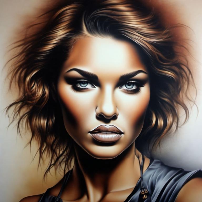 Airbrush Art,Airbrush Art, People, woman, solo, 1girl, brown hair, blue eyes, short hair, realistic, lips