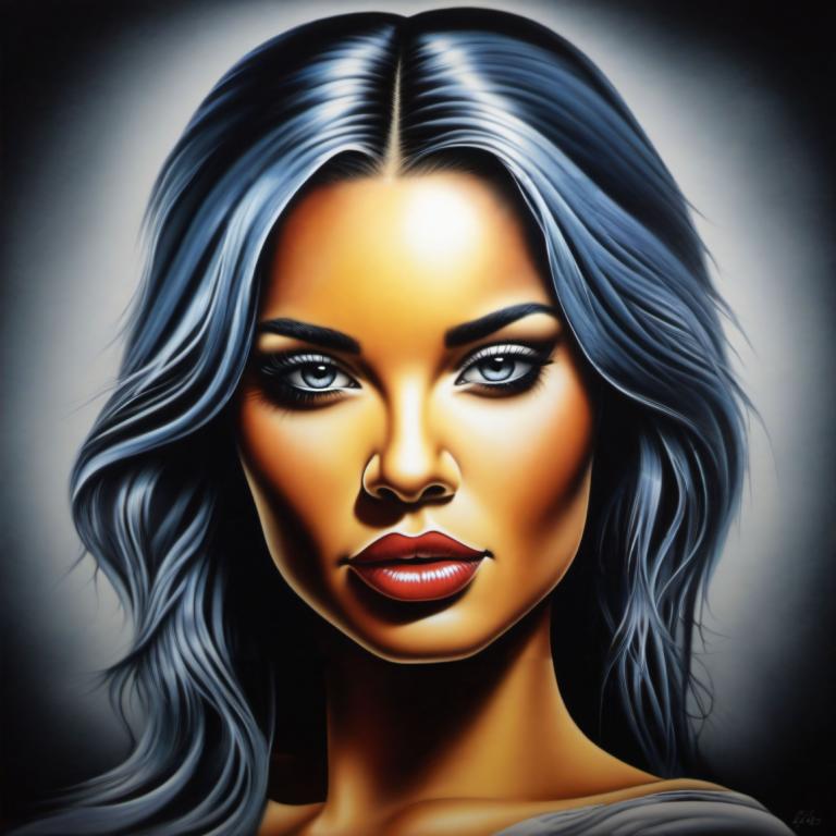 Airbrush Art,Airbrush Art, Ljudje, ženska, solo, 1 dekle, modri lasje, pobotati se, šminka, portret