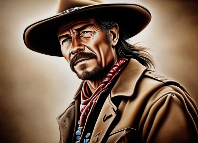 Airbrush Art,Airbrush Art, Ihmiset, cowboy, 1 poika, miehen keskittyminen, yksin, cowboy hattu, hattu, parta