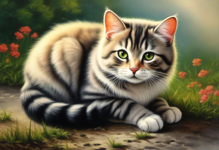 Airbrush Art,Airbrush Art, Animal, cat, no humans, cat, animal focus, green eyes, flower, animal, grass