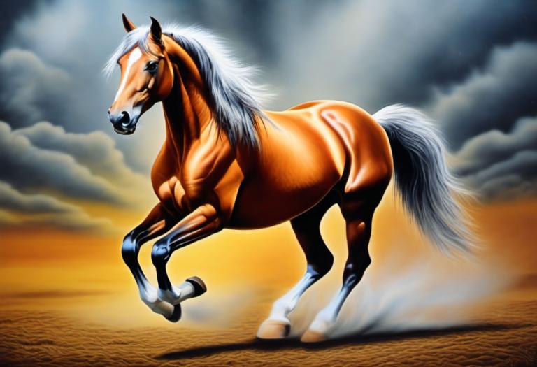 Airbrush Art,Airbrush Art, Animal, horse, no humans, horse, realistic, cloud, sky, solo