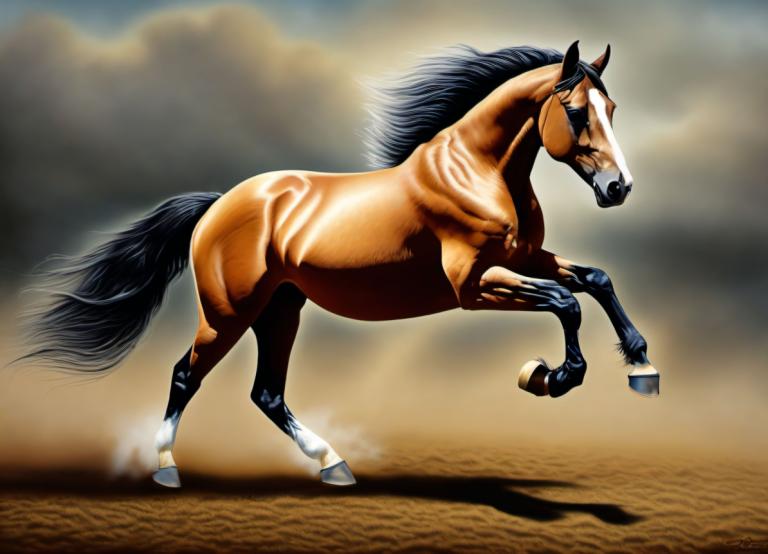 Airbrush Art,Airbrush Art, Animal, horse, no humans, realistic, horse, solo, cloud, signature, full body