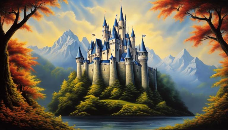 Airbrush Art,Airbrush Art, Castle, castle, no humans, scenery, tree, castle, outdoors, cloud, sky, mountain