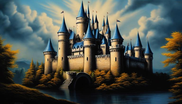 Airbrush Art,Airbrush Art, Castle, castle, no humans, scenery, tree, cloud, sky, castle, outdoors, day