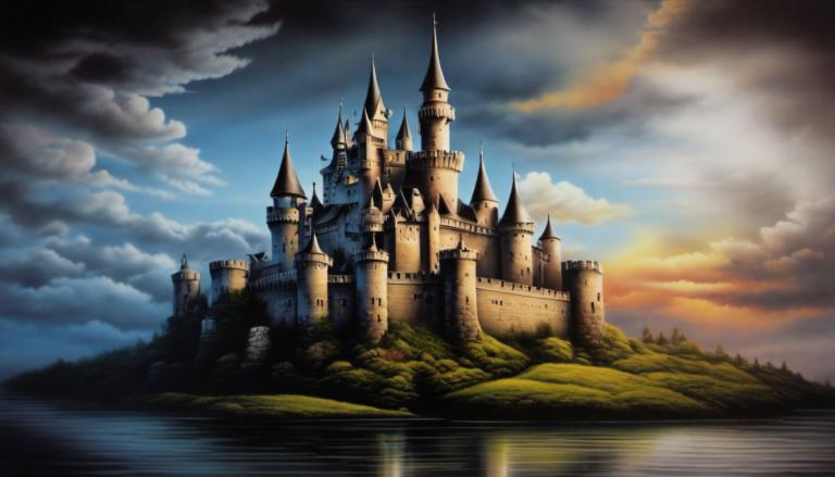 Airbrush Sanatı,Airbrush Sanatı, Castle, kale, insan yok, bulut, manzara, gökyüzü, kale, açık havada