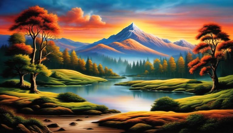 Airbrush Art,Airbrush Art, Natur, landskab, ingen mennesker, landskab, træ, udendørs, natur, himmel, bjerg