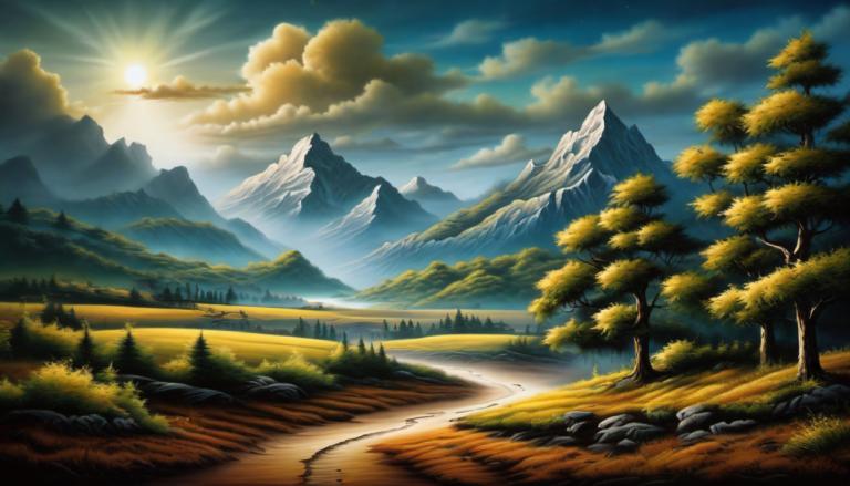 Airbrush Art,Airbrush Art, Nature, landscape, no humans, scenery, tree, cloud, outdoors, sky, mountain