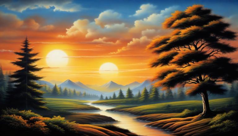 Airbrush Art,Airbrush Art, Nature, landscape, no humans, scenery, tree, cloud, sky, outdoors, nature, sun