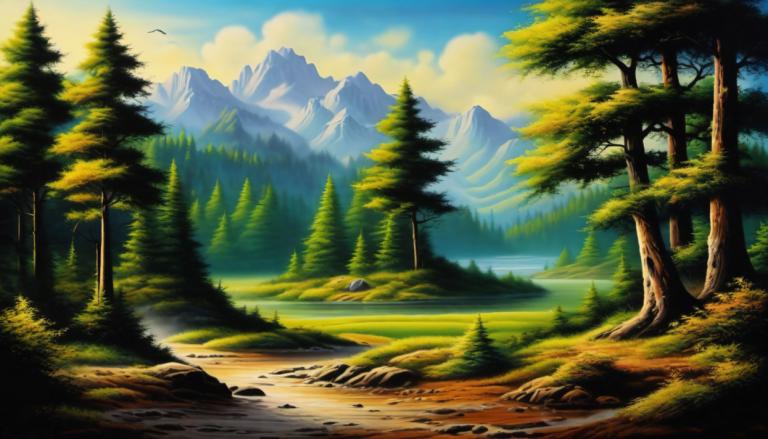 Airbrush Art,Airbrush Art, Nature, landscape, scenery, no humans, outdoors, nature, tree, sky, forest, cloud