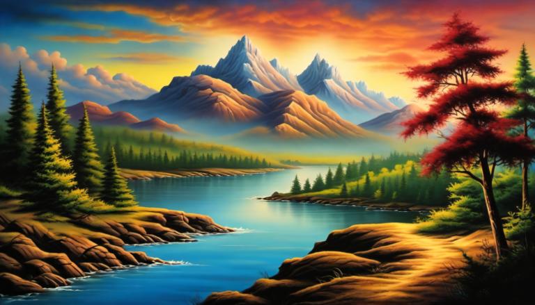 Airbrush Art,Airbrush Art, Natur, landskap, inga människor, landskap, träd, utomhus, fjäll, himmel, natur