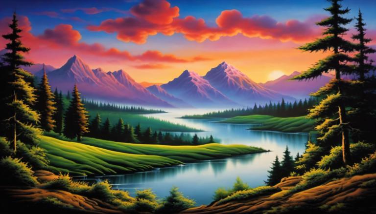 Airbrush-Art,Airbrush-Art, Natur, Landschaft, keine Menschen, Landschaft, Baum, Wolke, Natur, draußen, Himmel