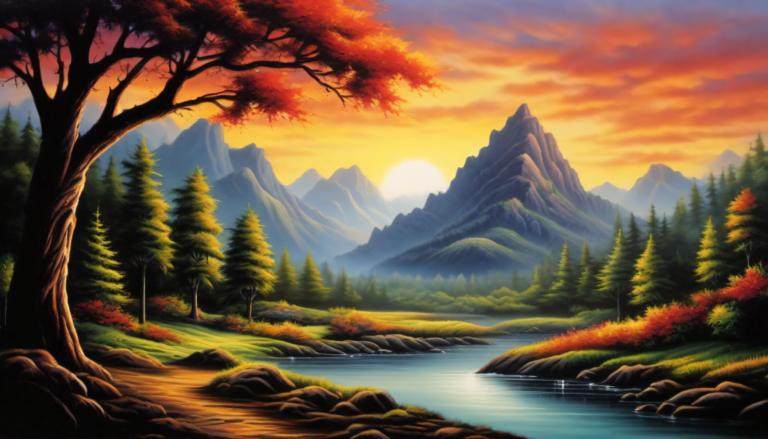 Airbrush Art,Airbrush Art, Nature, landscape, no humans, scenery, tree, mountain, outdoors, nature, sky