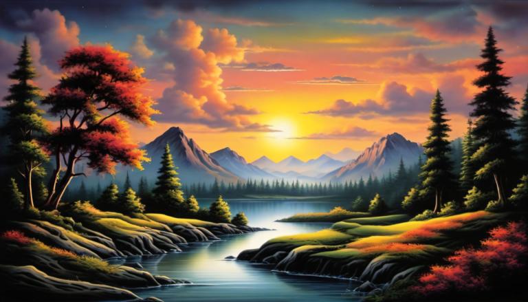 Airbrush Art,Airbrush Art, Nature, landscape, no humans, scenery, tree, sky, outdoors, cloud, nature