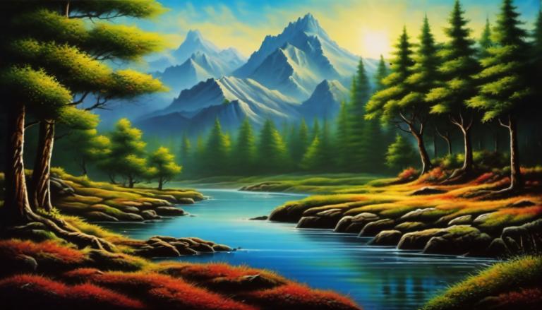 Airbrush Art,Airbrush Art, Nature, landscape, no humans, scenery, tree, outdoors, nature, mountain, sky