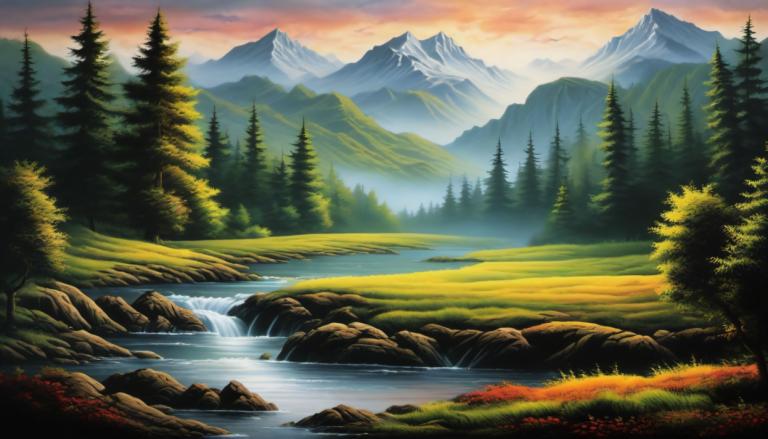 Airbrush Art,Airbrush Art, Nature, landscape, no humans, scenery, nature, outdoors, mountain, tree, forest