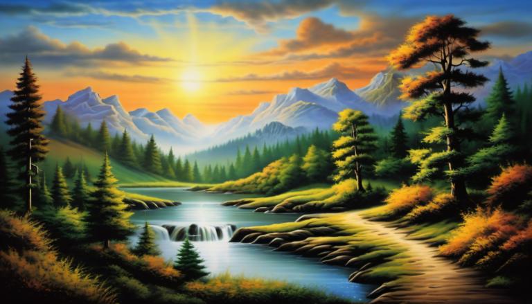 Airbrush Art,Airbrush Art, Nature, landscape, no humans, scenery, tree, cloud, outdoors, sky, mountain