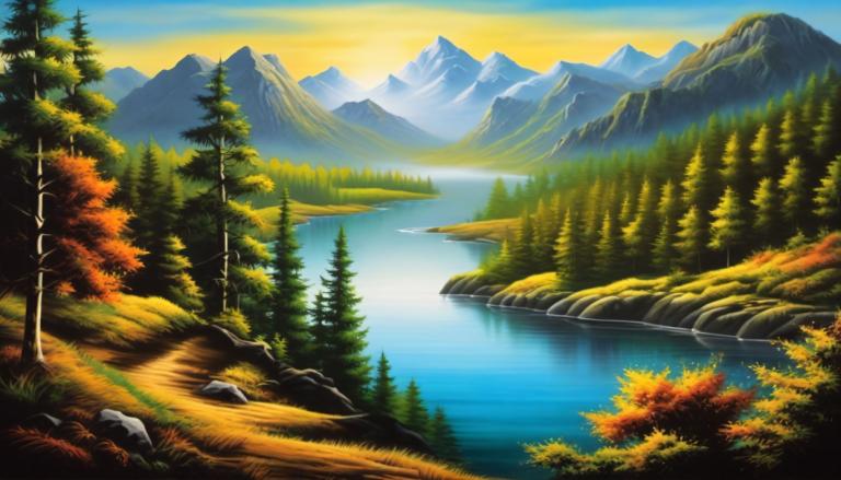 Airbrush-Art,Airbrush-Art, Natur, Landschaft, keine Menschen, Landschaft, Natur, Baum, draußen, Wald, Berg