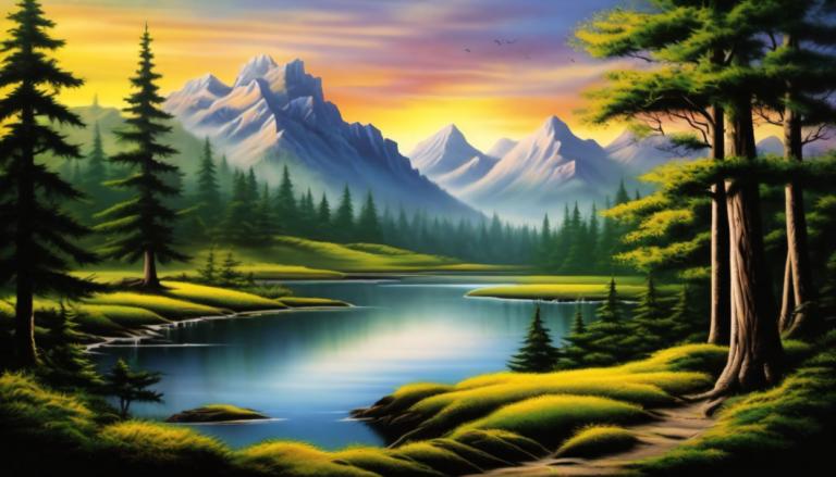 Airbrush Art,Airbrush Art, Nature, landscape, no humans, scenery, nature, tree, forest, outdoors, lake