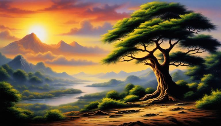 Airbrush Art,Airbrush Art, Nature, landscape, no humans, scenery, tree, mountain, cloud, sky, outdoors