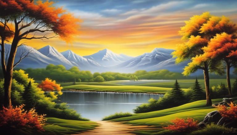 Airbrush Art,Airbrush Art, Nature, landscape, no humans, scenery, tree, outdoors, sky, cloud, mountain, river