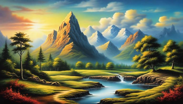 Airbrush-Art,Airbrush-Art, Natur, Landschaft, keine Menschen, Landschaft, Baum, Wolke, draußen, Berg, Himmel