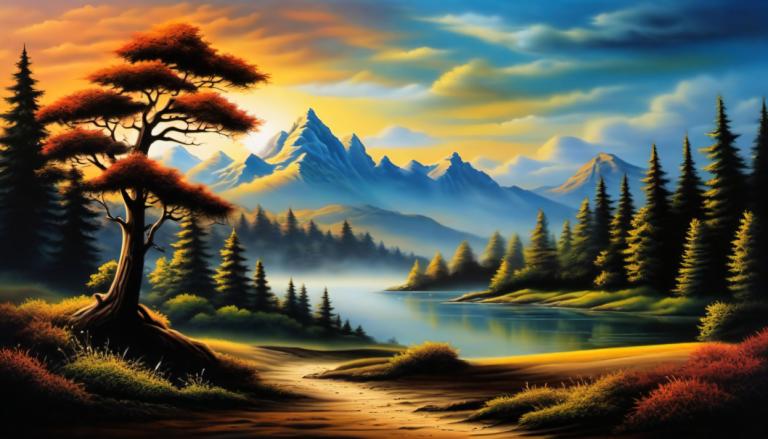 Airbrush Art,Airbrush Art, Nature, landscape, no humans, scenery, tree, cloud, sky, nature, outdoors