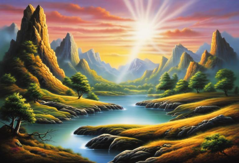 Airbrush-kunst,Airbrush-kunst, Natuur, landschap, geen mensen, landschap, boom, berg, buitenshuis, lucht