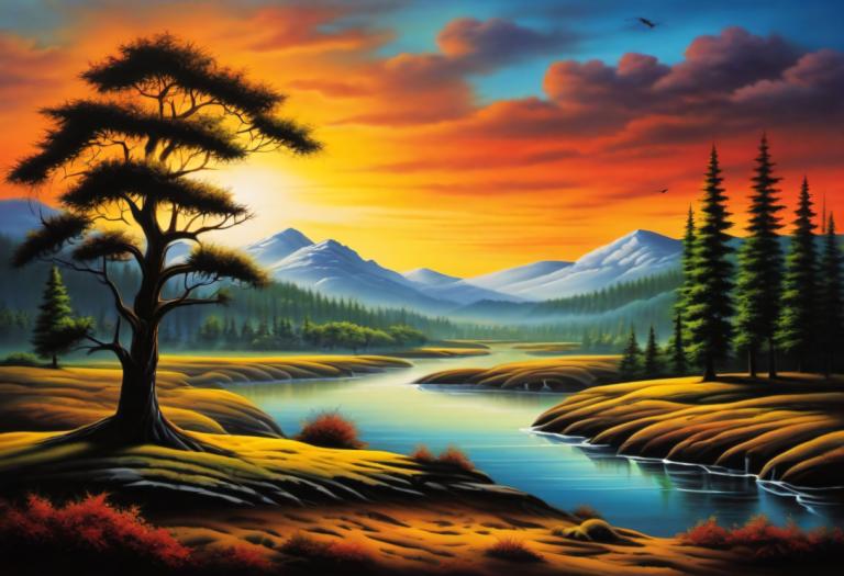 Airbrush-kunst,Airbrush-kunst, Natuur, landschap, geen mensen, landschap, boom, buitenshuis, lucht, berg