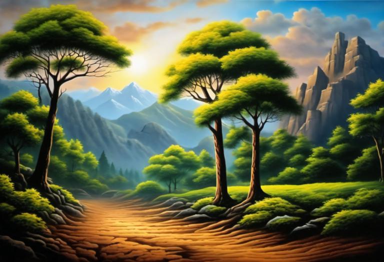 Airbrush-kunst,Airbrush-kunst, Natuur, landschap, geen mensen, boom, landschap, buitenshuis, lucht, wolk