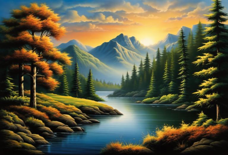 Airbrush Art,Airbrush Art, Nature, landscape, no humans, scenery, tree, nature, outdoors, cloud, sky, forest