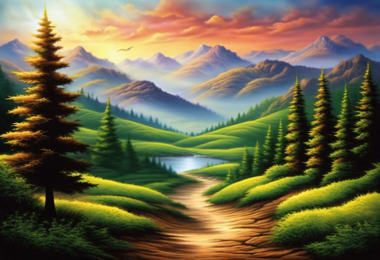 Airbrush Art,Airbrush Art, Nature, landscape, no humans, scenery, nature, outdoors, cloud, mountain, sky