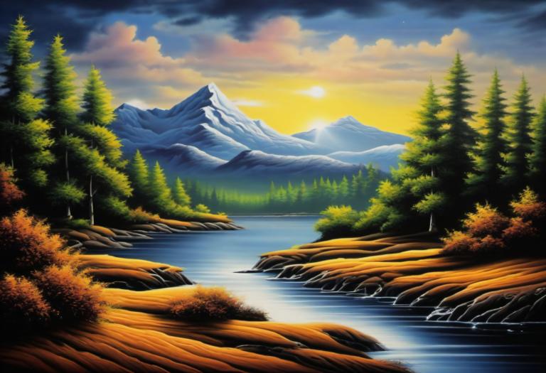 Airbrush Art,Airbrush Art, Nature, landscape, no humans, scenery, sky, outdoors, cloud, nature, tree