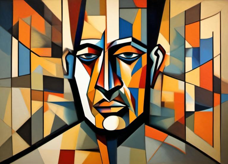 Cubism,Cubism, People, man, solo, looking at viewer, no humans, 1boy, male focus, official style