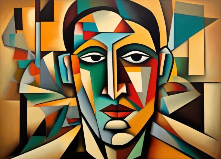 Cubism,Cubism, People, man, solo, parody, 1boy, male focus, black eyes, clown, style parody