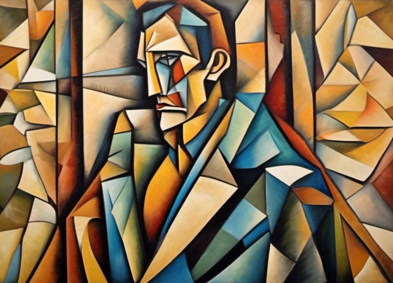 Cubism,Cubism, People, man, solo, traditional media, upper body, male focus, 1boy, no humans