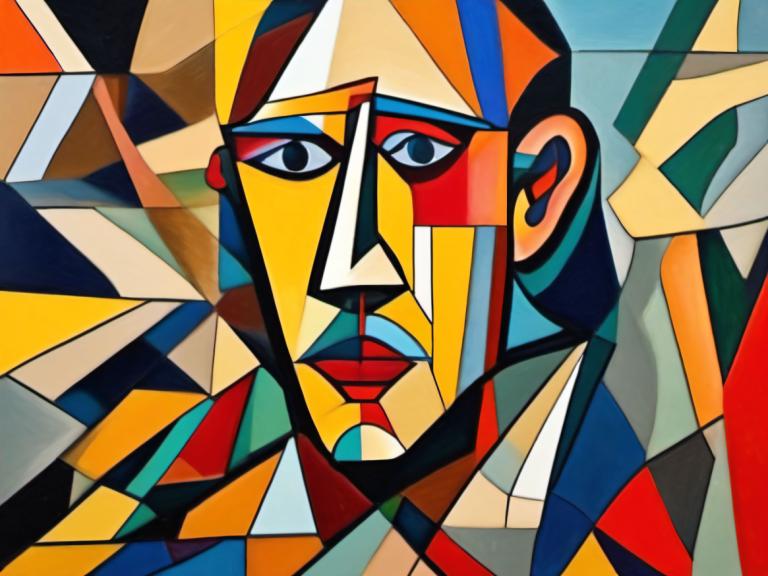 Cubism,Cubism, People, man, no humans, solo, black eyes, looking at viewer