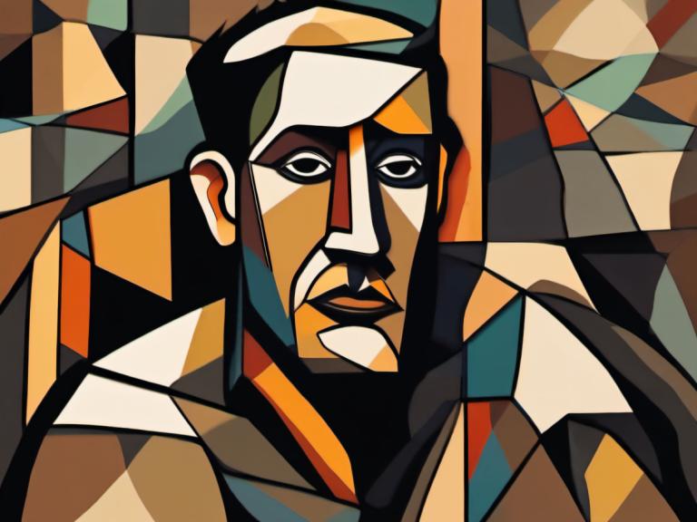 Cubism,Cubism, People, man, solo, male focus, 1boy, style parody, parody, official style, facial hair