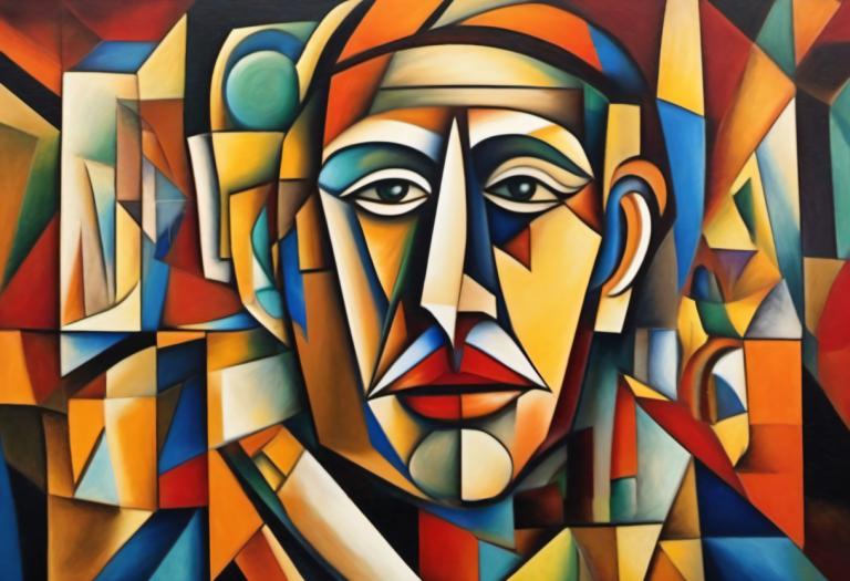 Cubism,Cubism, People, man, solo, looking at viewer, 1boy, clown, black eyes, male focus, official style